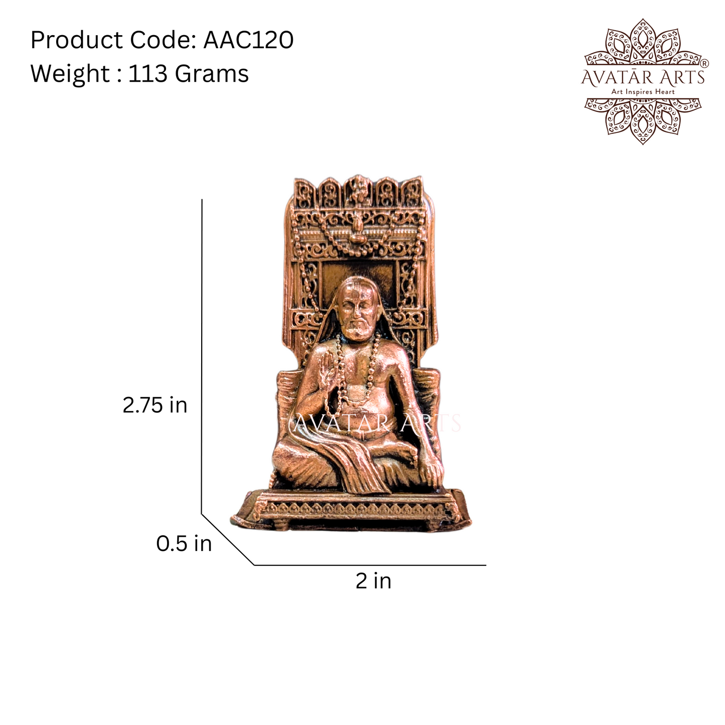 Lord Raghavendra Swamy Statue in Copper