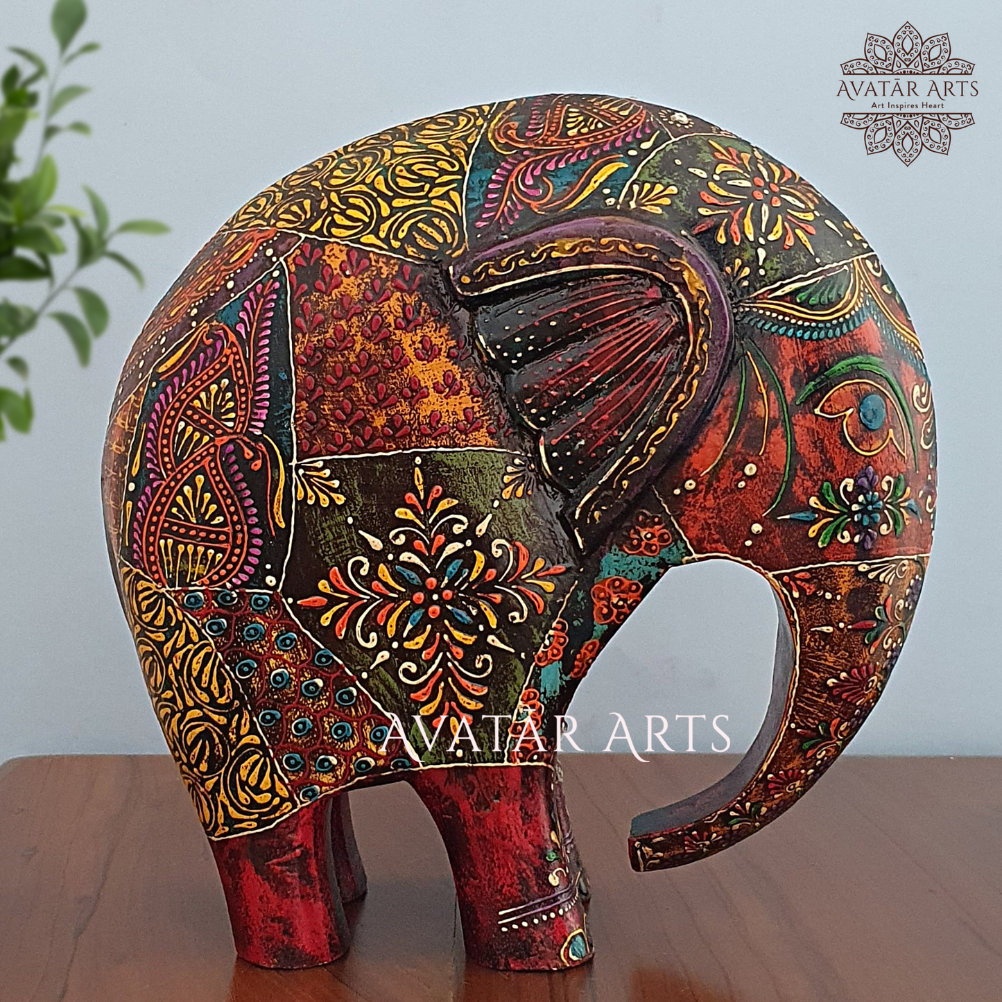 Wooden Hand Painted Elephant