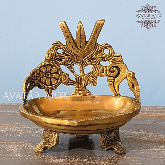 Brass Shankh Chakra Namam Oil Lamp