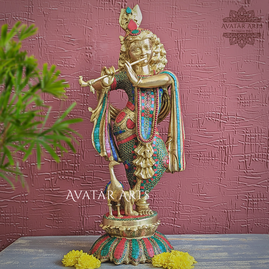 Krishna statue In Brass For Home Temple