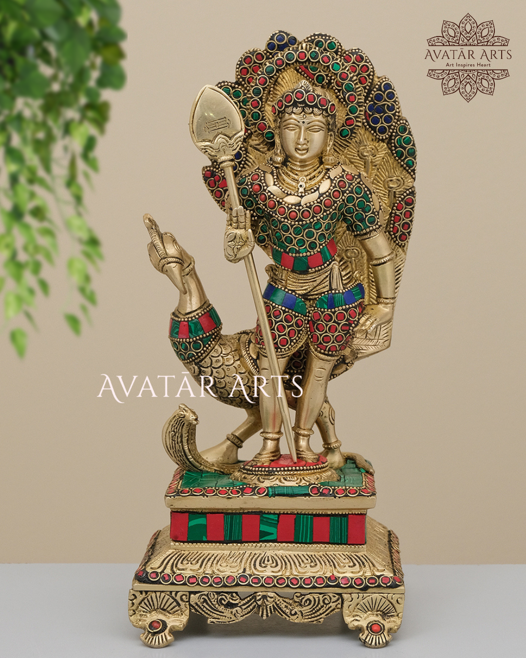 Brass Lord Murugan/Kartikeya For Home Temple