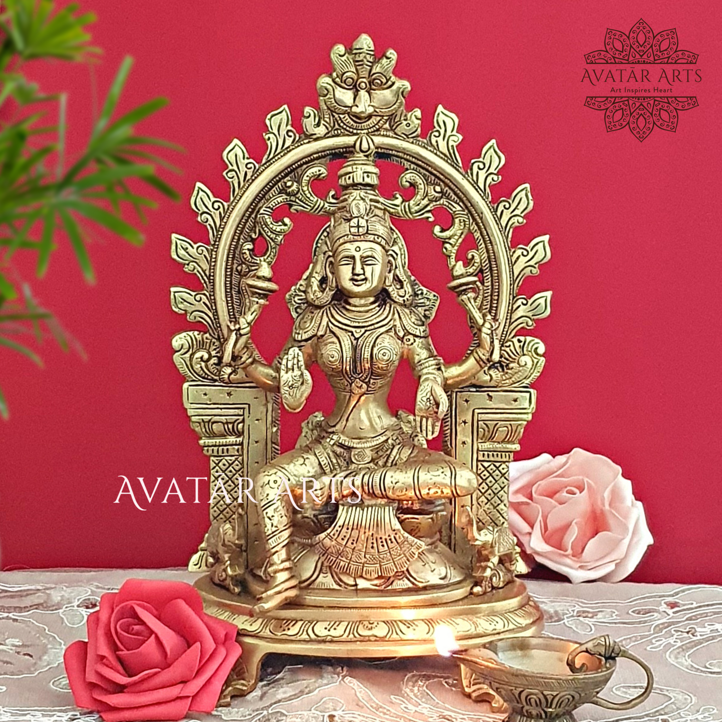 Goddess Lakshmi In Brass With Arch