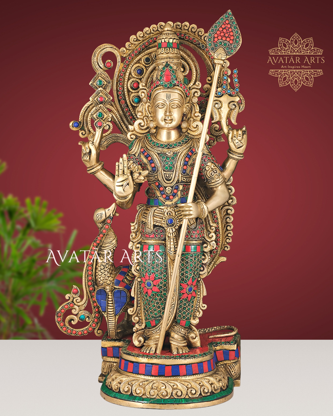 Brass Lord Kartikeya/ Murugan Statue For Home Temple – Avatar Arts