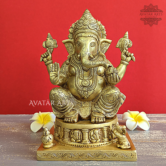 Ganesha With Ashtaganesha In Base