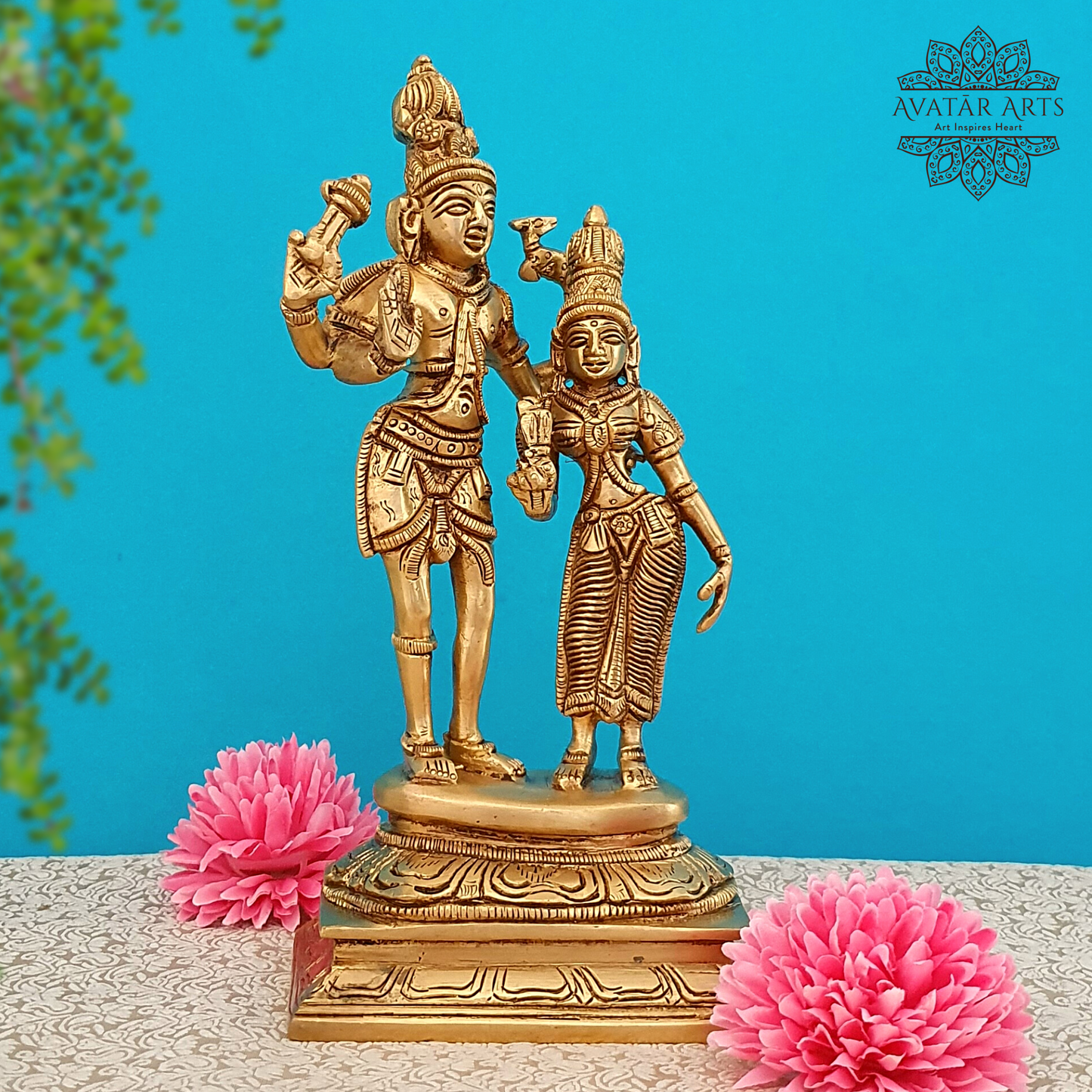 Shiva And Parvati In Brass