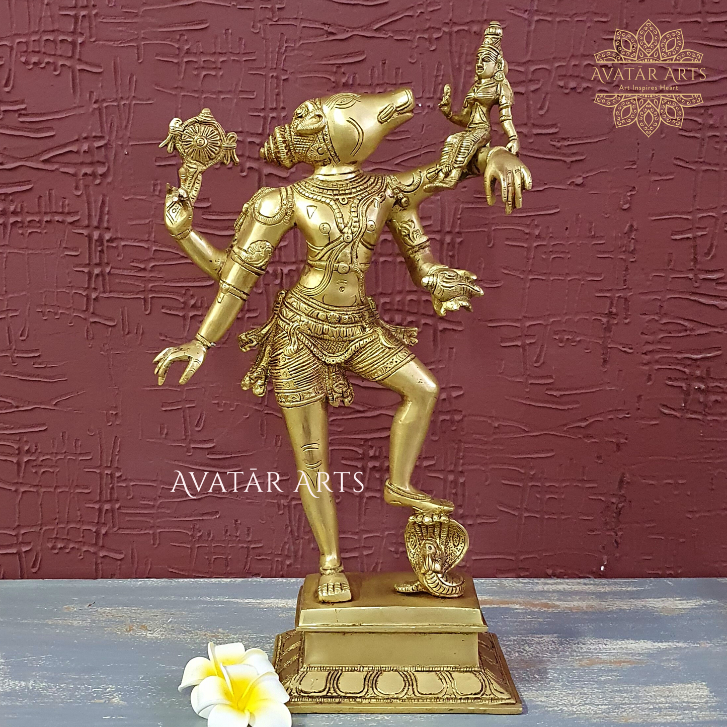 Lord Varaha with Bhudevi Idol In Brass For Home Temple