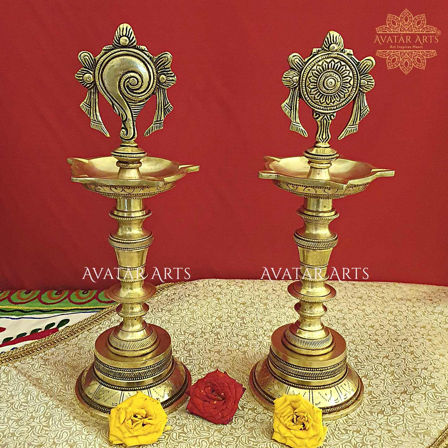 Shankh chakra Five Wick Oil lamps