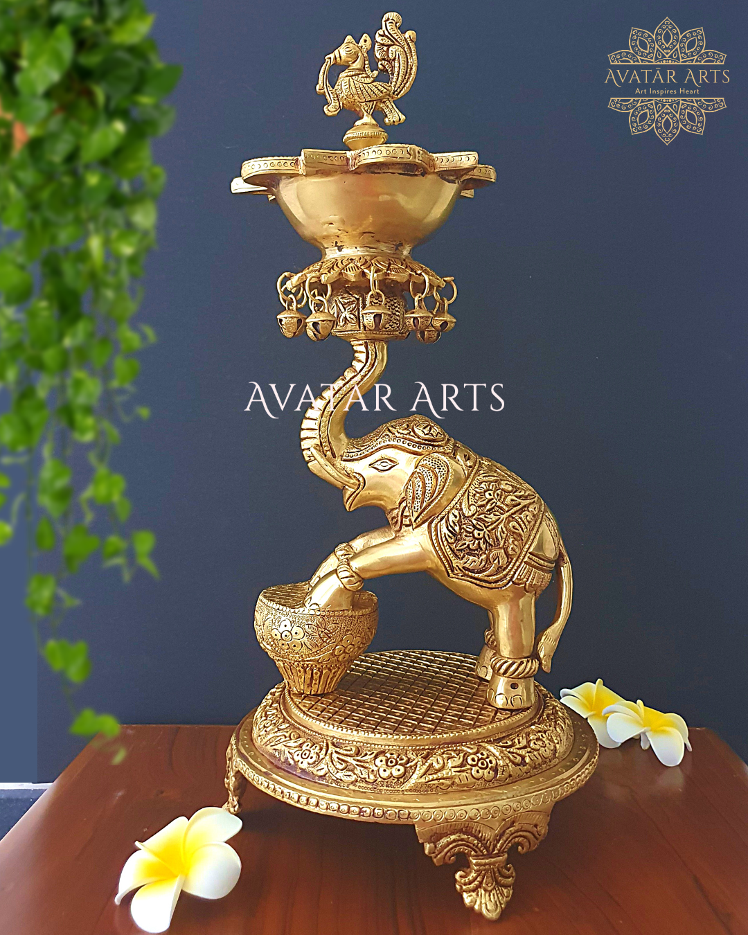 Elephant Oil Lamp in Brass