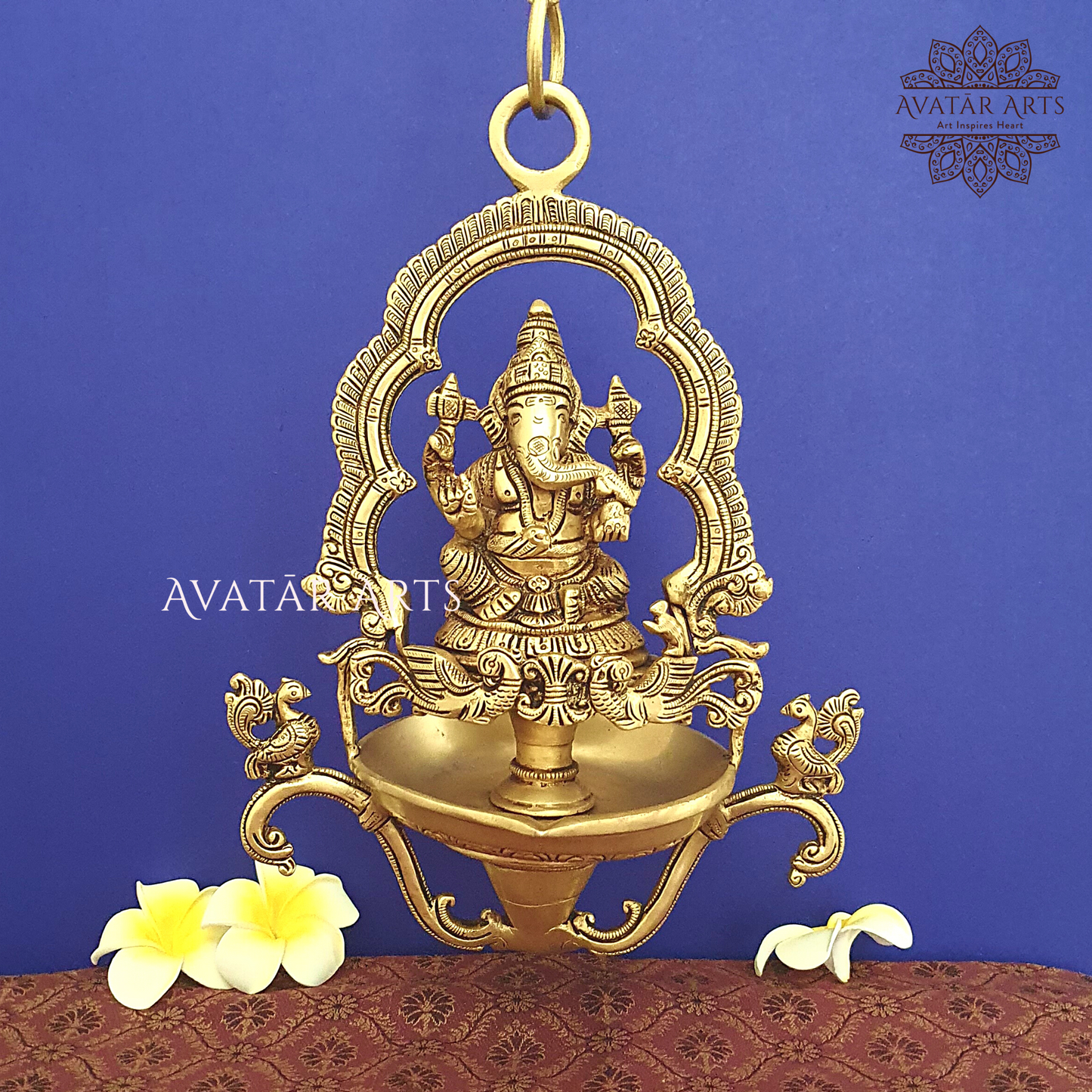 Brass Hanging Lamp With Lord Ganesha