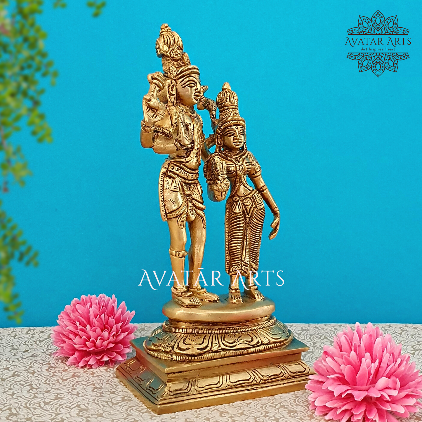 Shiva And Parvati In Brass