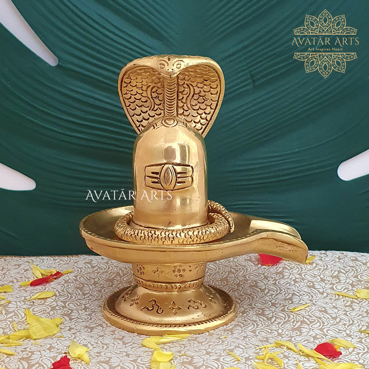 Brass Shivling with Nandi and Trishul (Set of 3)