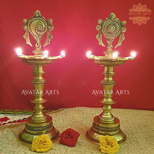 Shankh chakra Five Wick Oil lamps