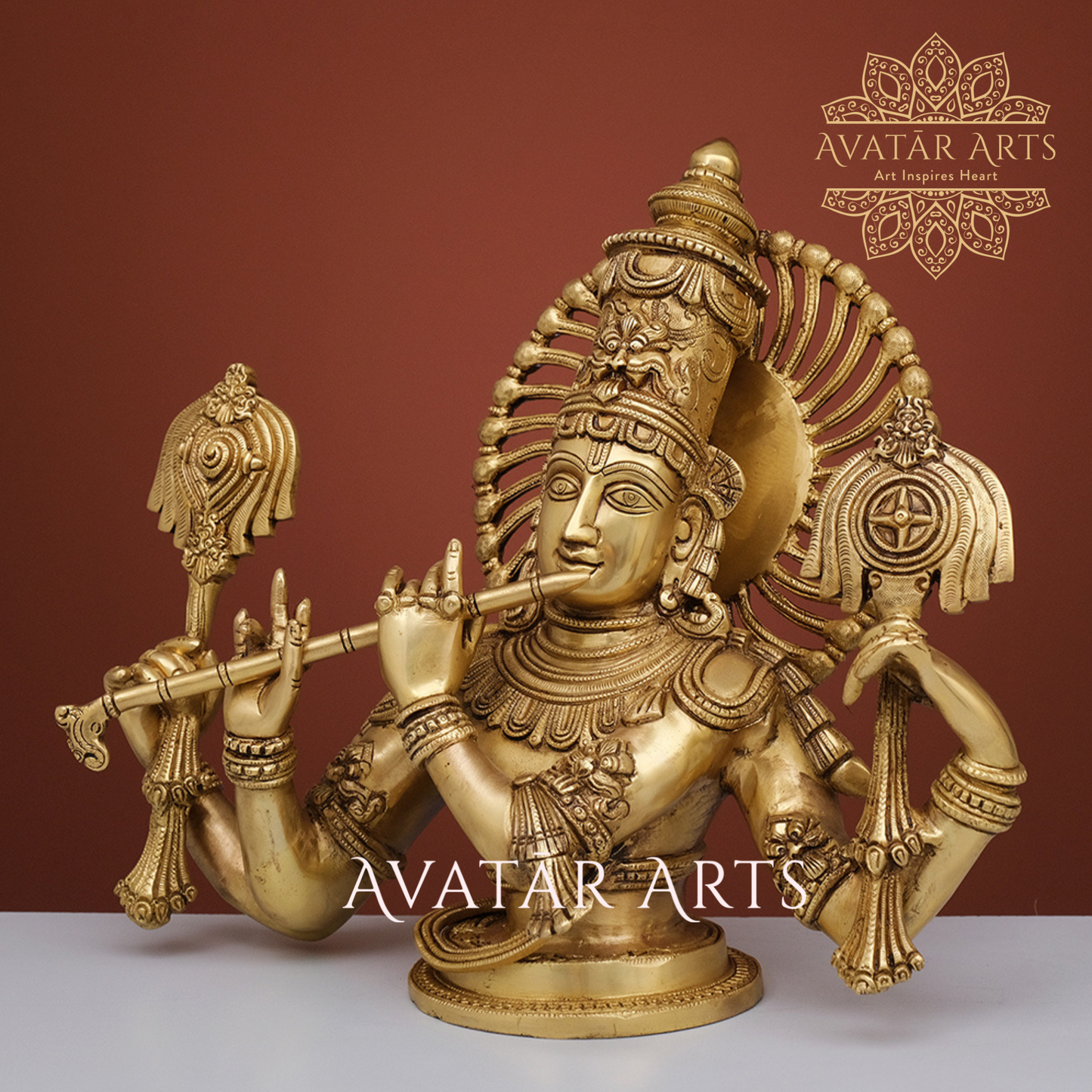 Brass Chaturbhuja Lord Krishna Bust