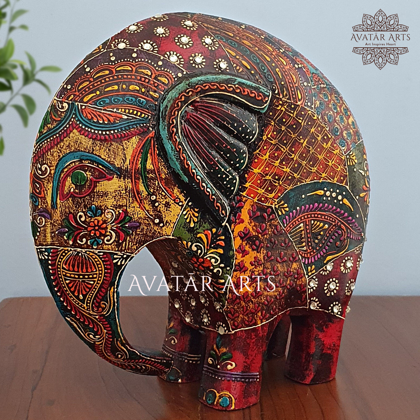 Wooden Hand Painted Elephant