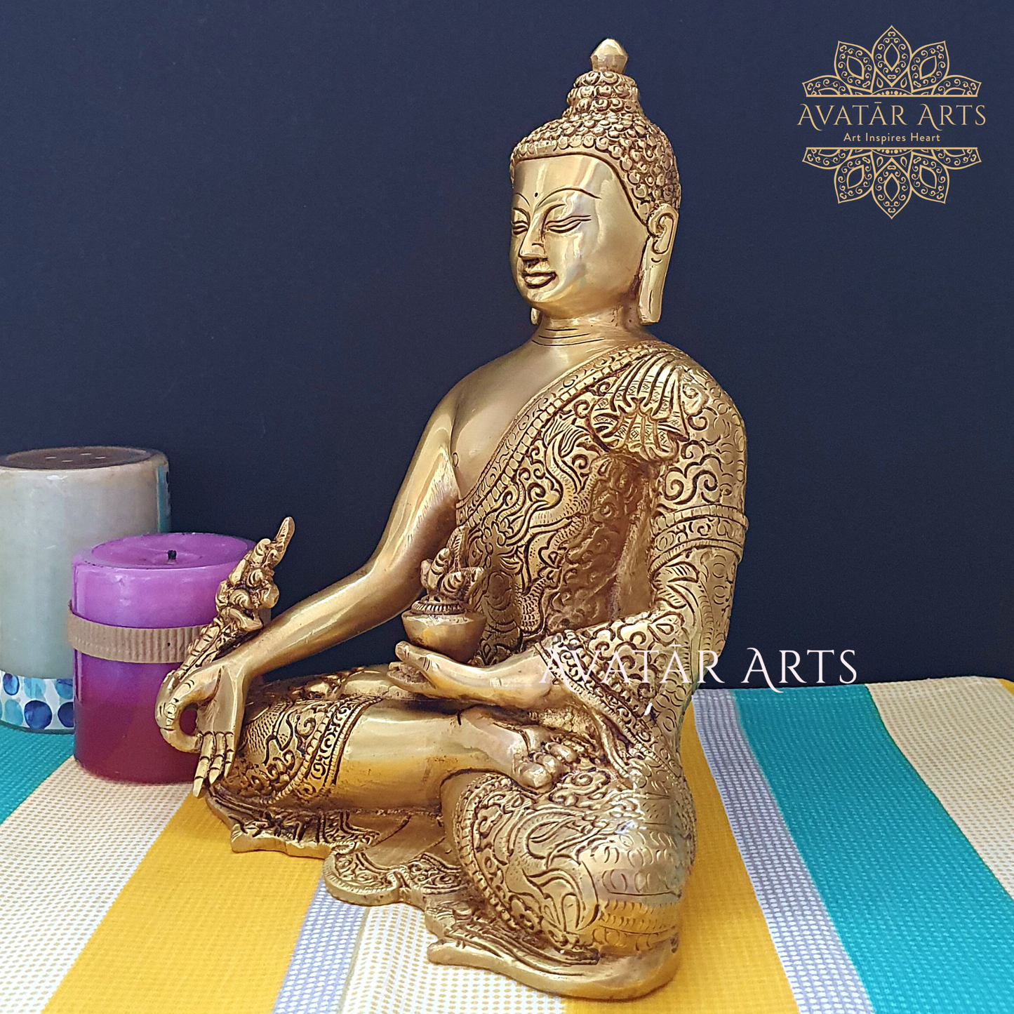 Brass Buddha With Pot Of Medicine