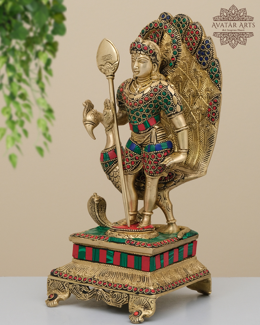 Brass Lord Murugan/Kartikeya For Home Temple