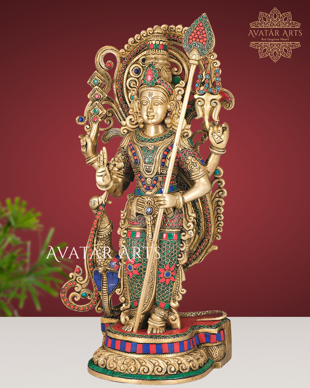 Brass Lord Kartikeya/ Murugan Statue For Home Temple