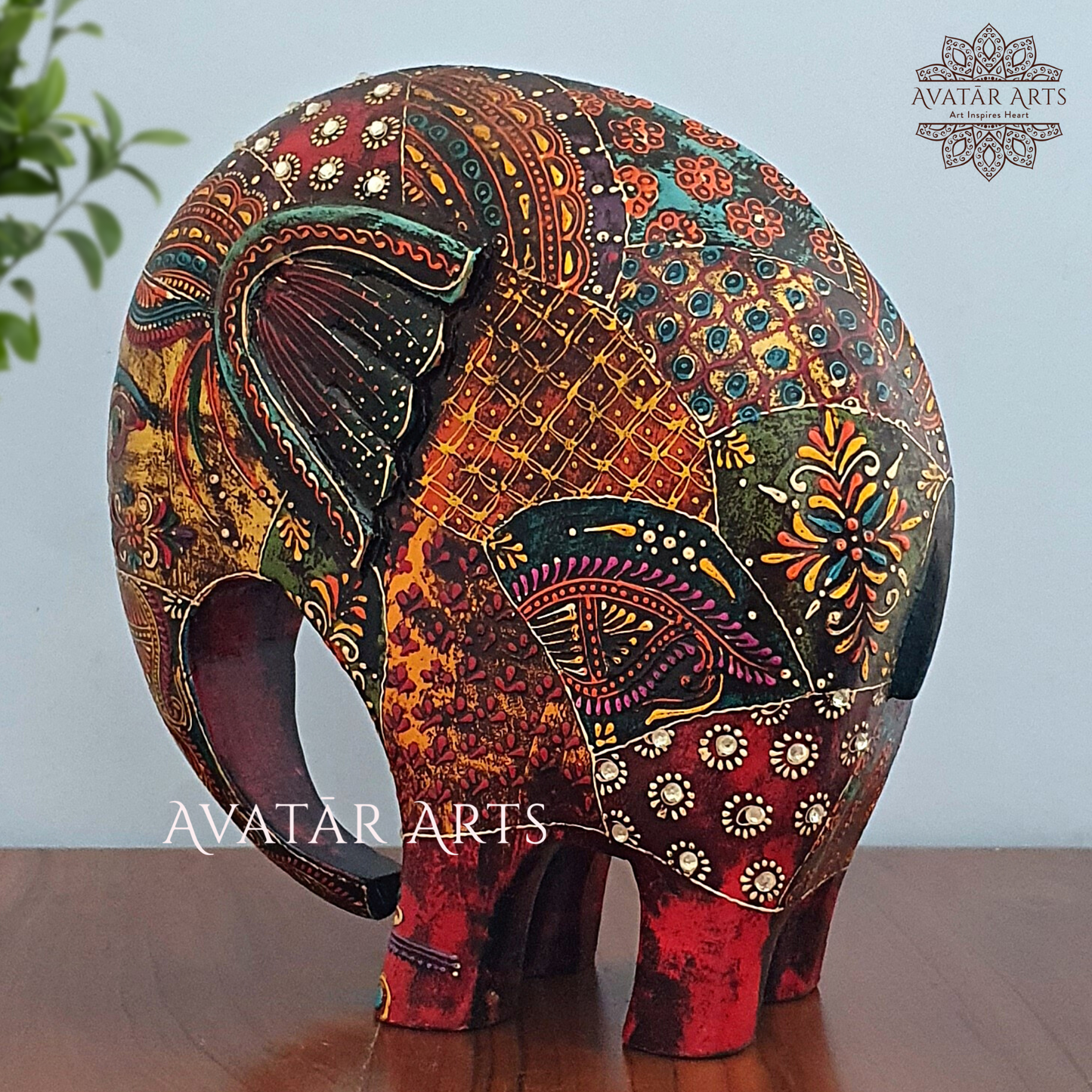 Wooden Hand Painted Elephant