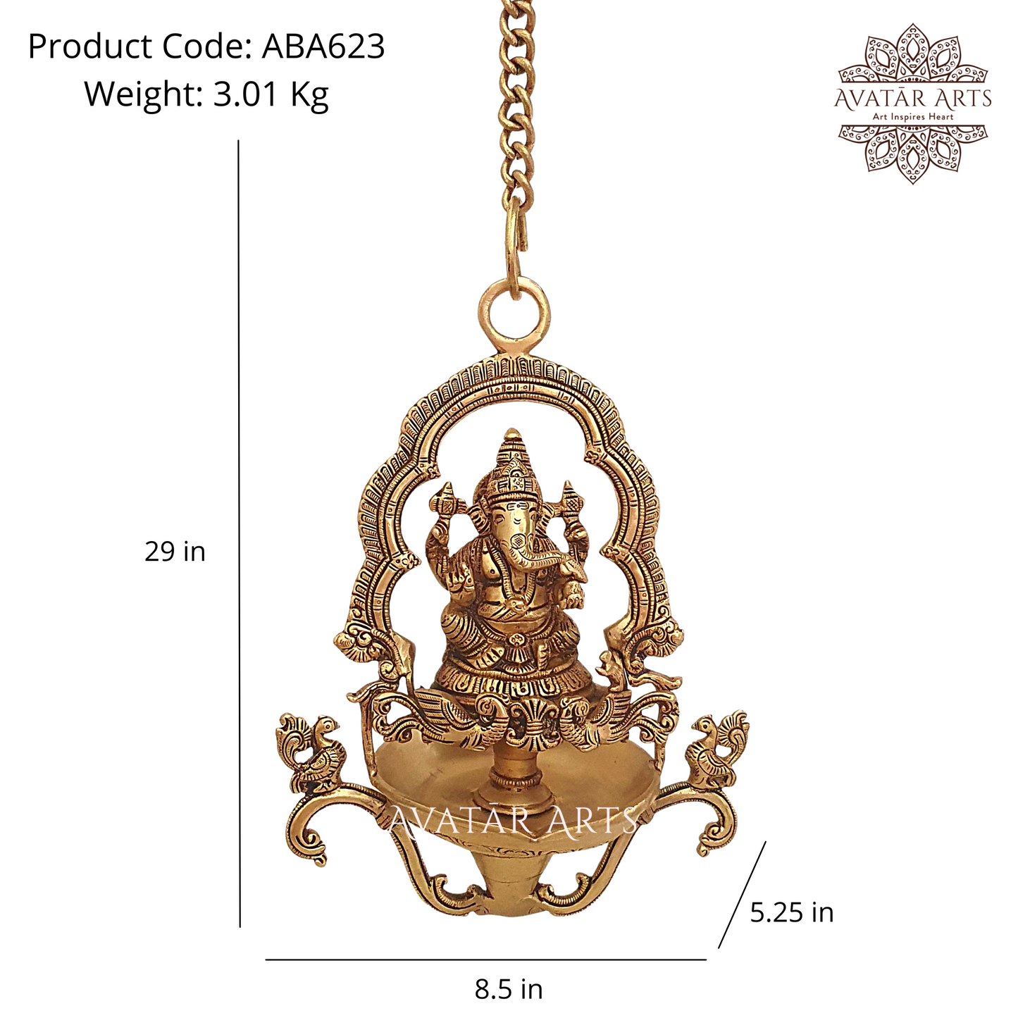 Brass Hanging Lamp With Lord Ganesha