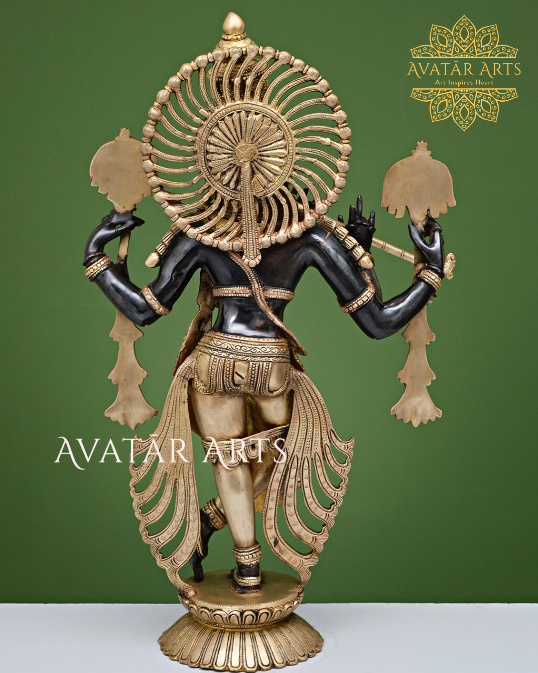 Brass Chaturbhuja Lord Krishna Statue For Home Temple