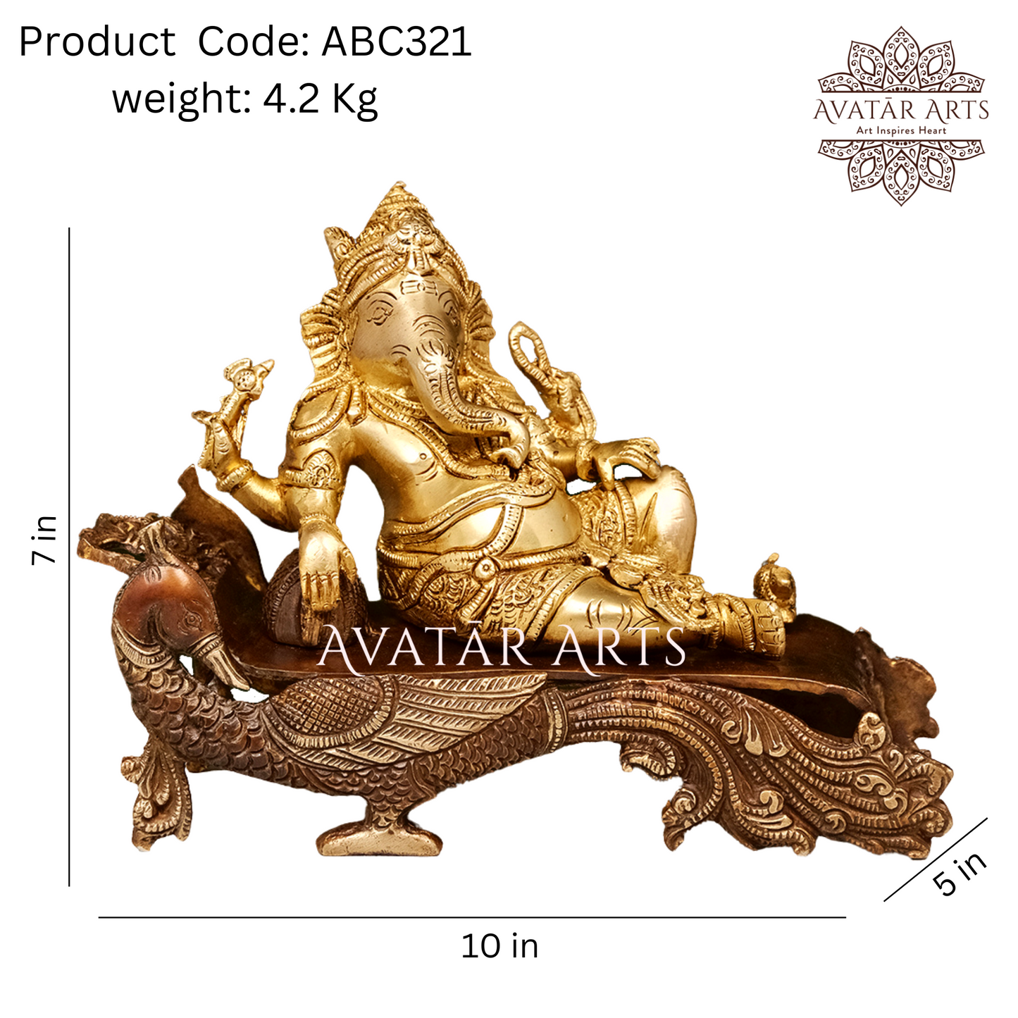 Brass Relaxing Ganesha on Couch