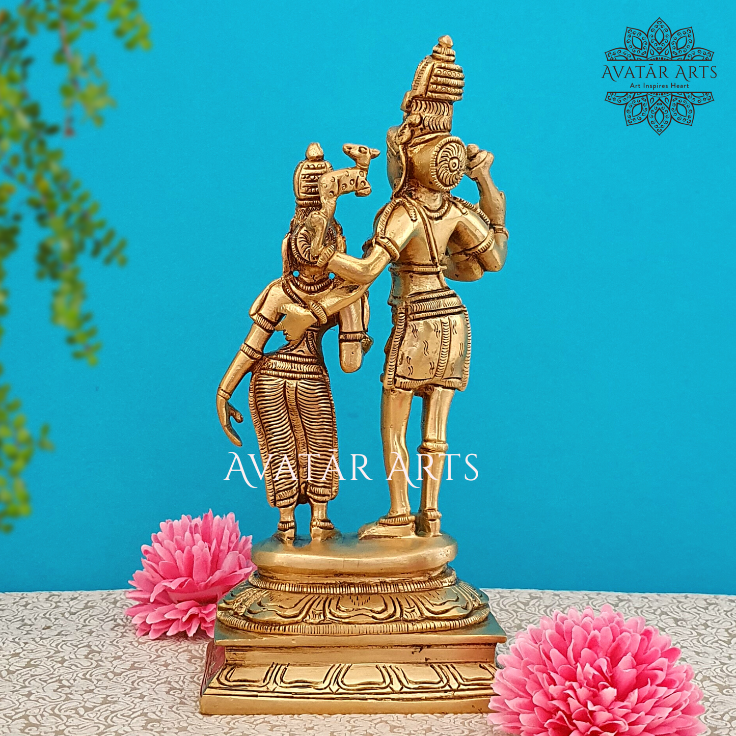 Shiva And Parvati In Brass