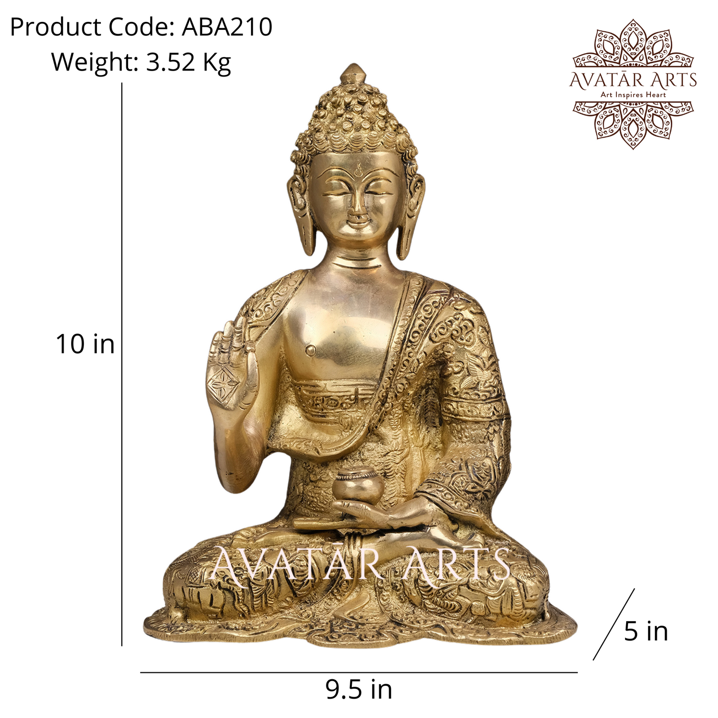 Brass Buddha With Story Carving