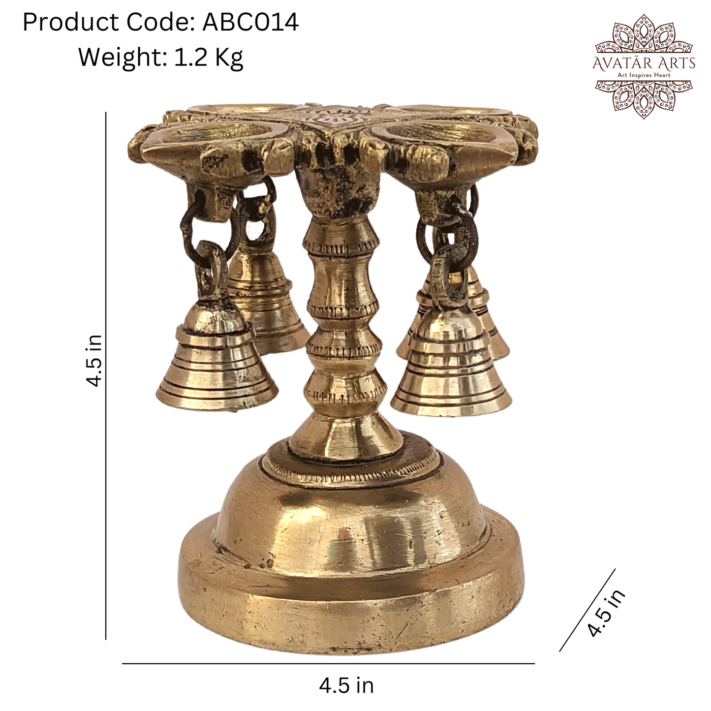 Brass Four Wick Diya Stand