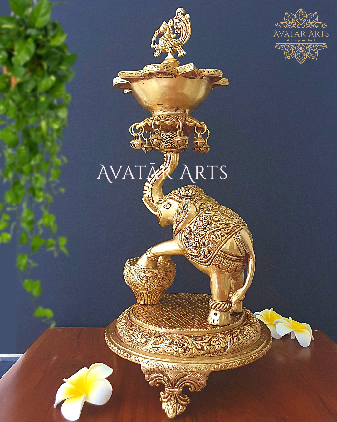 Elephant Oil Lamp in Brass