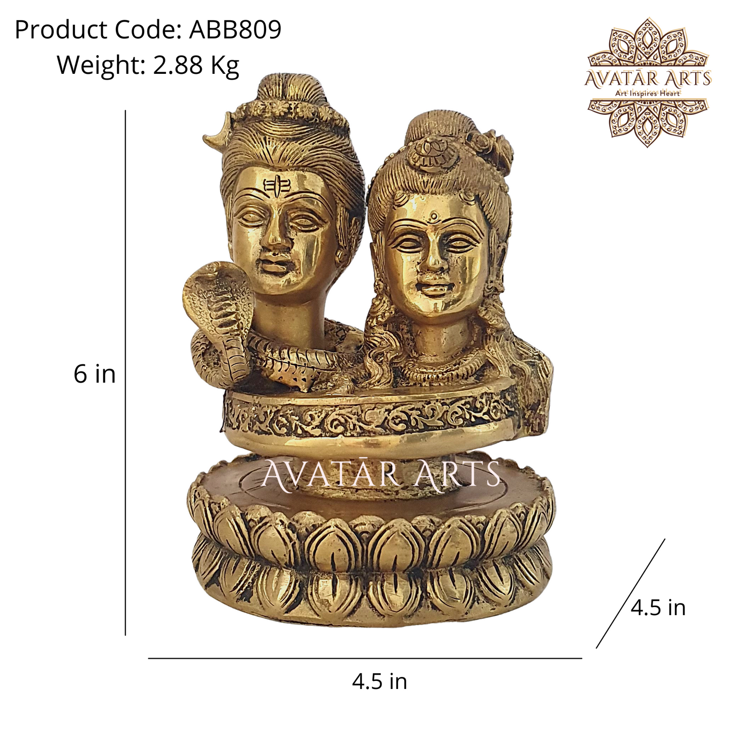 Lord Shiva Parvati Idol in Brass