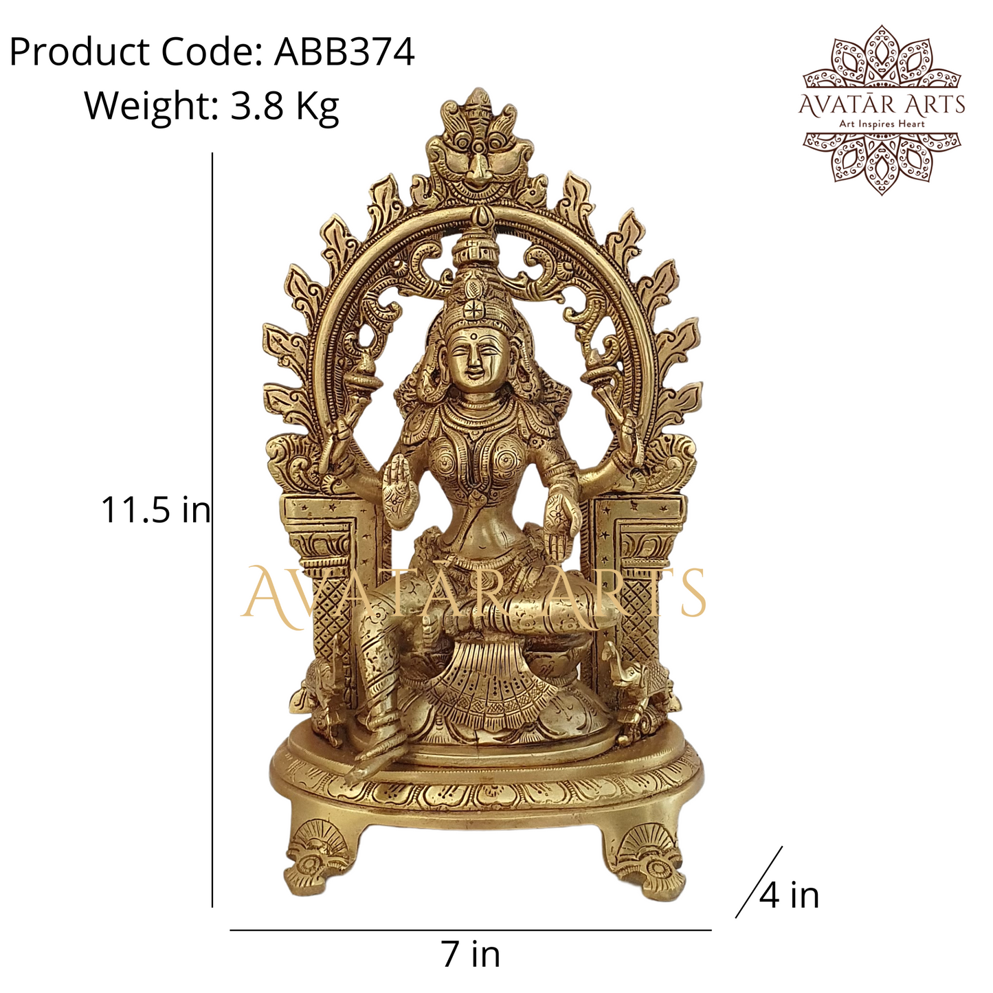 Goddess Lakshmi In Brass With Arch