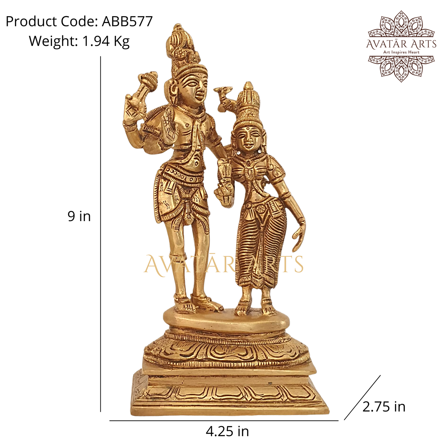 Shiva And Parvati In Brass