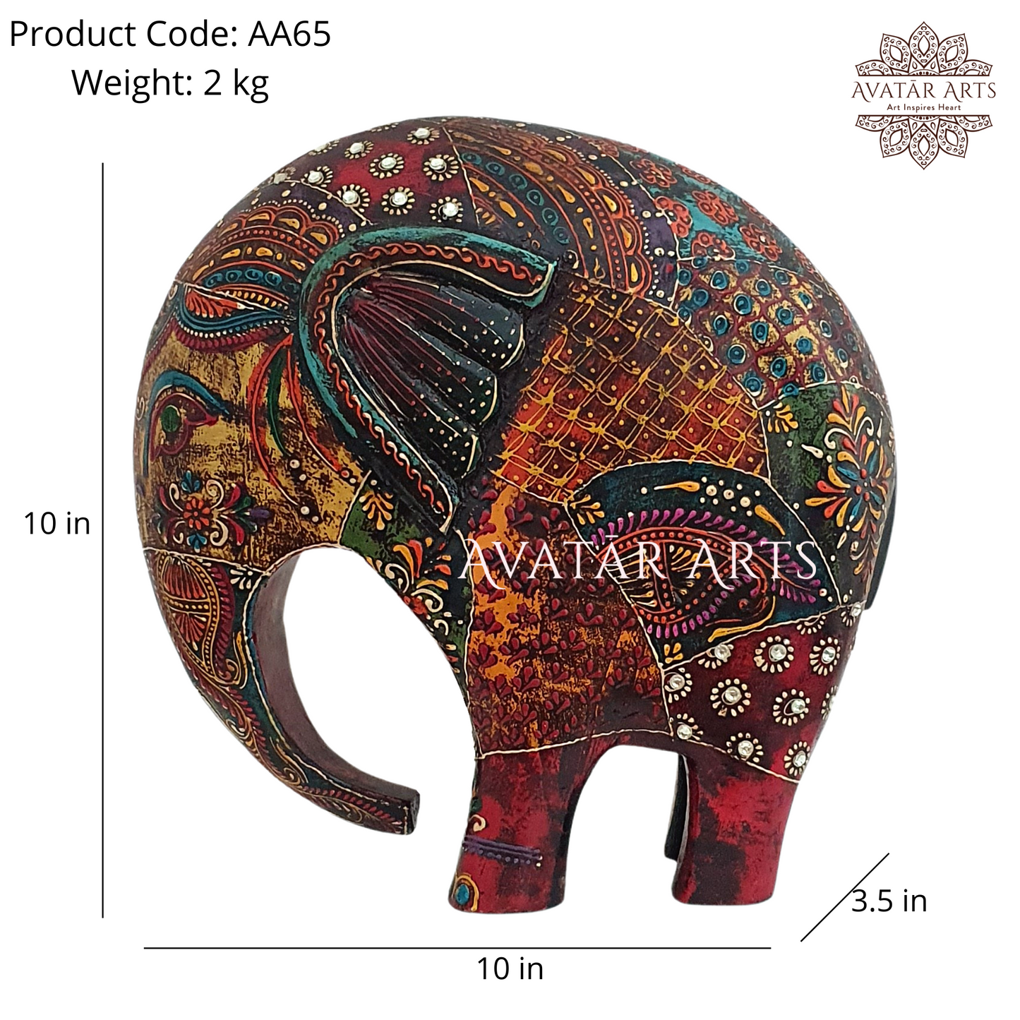 Wooden Hand Painted Elephant