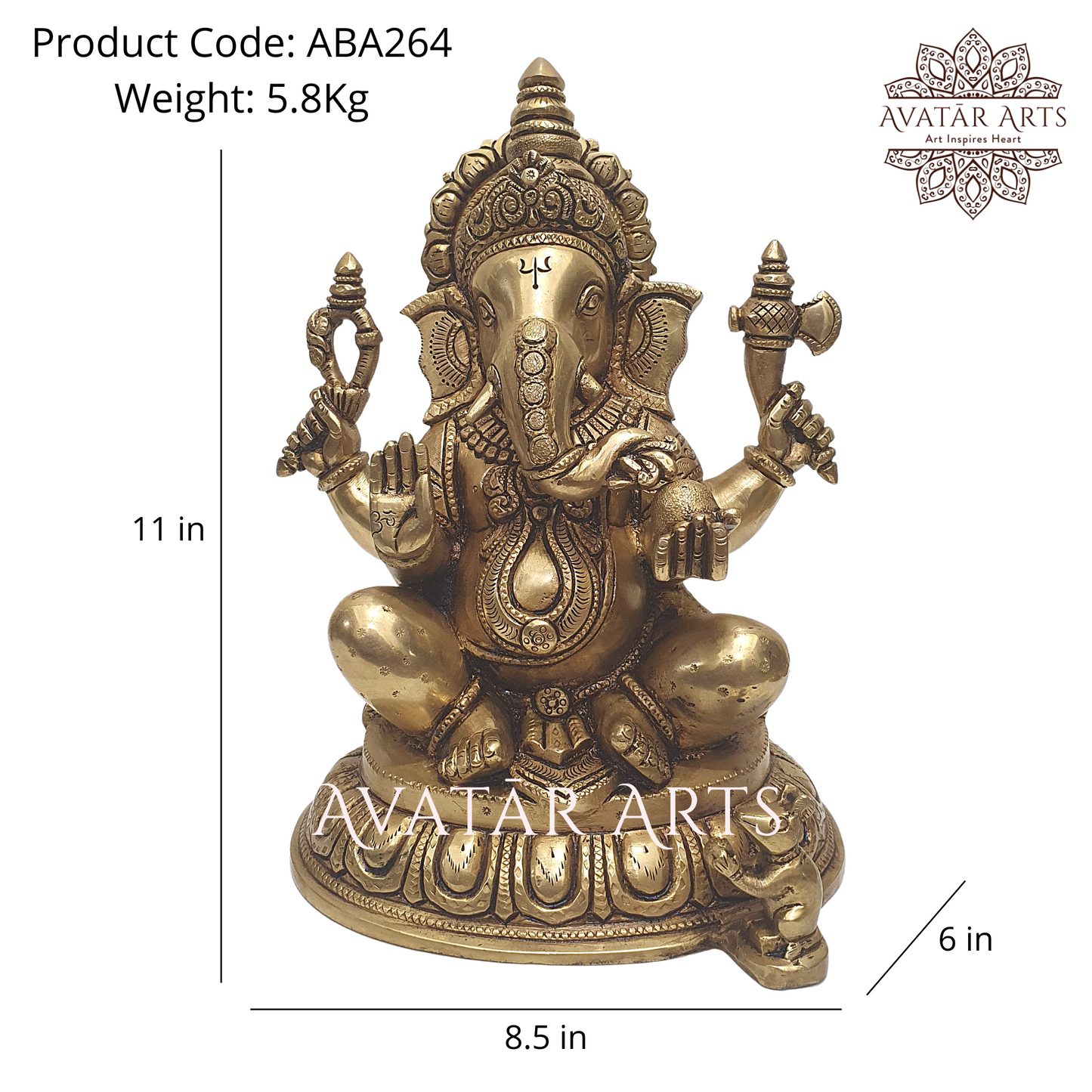 Lord Ganesha Idol In Brass For Home temple