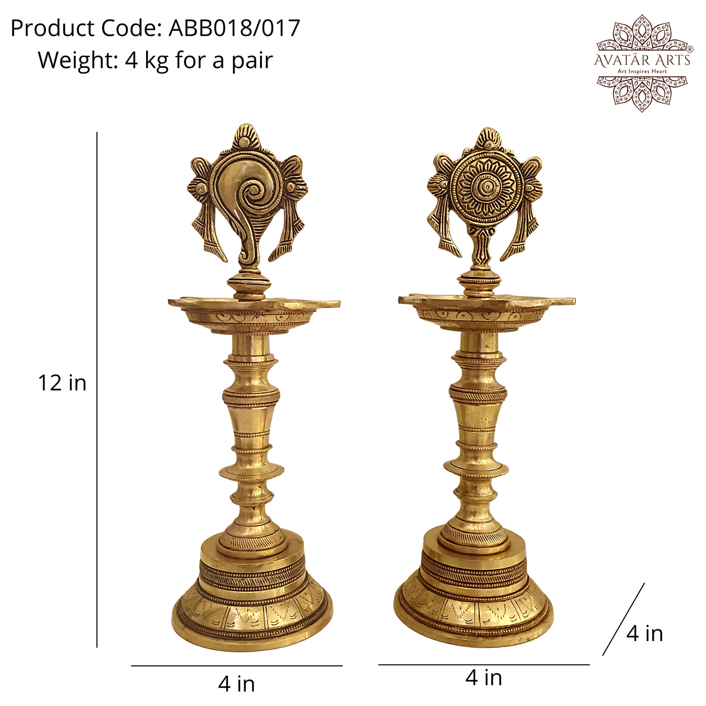 Shankh chakra Five Wick Oil lamps