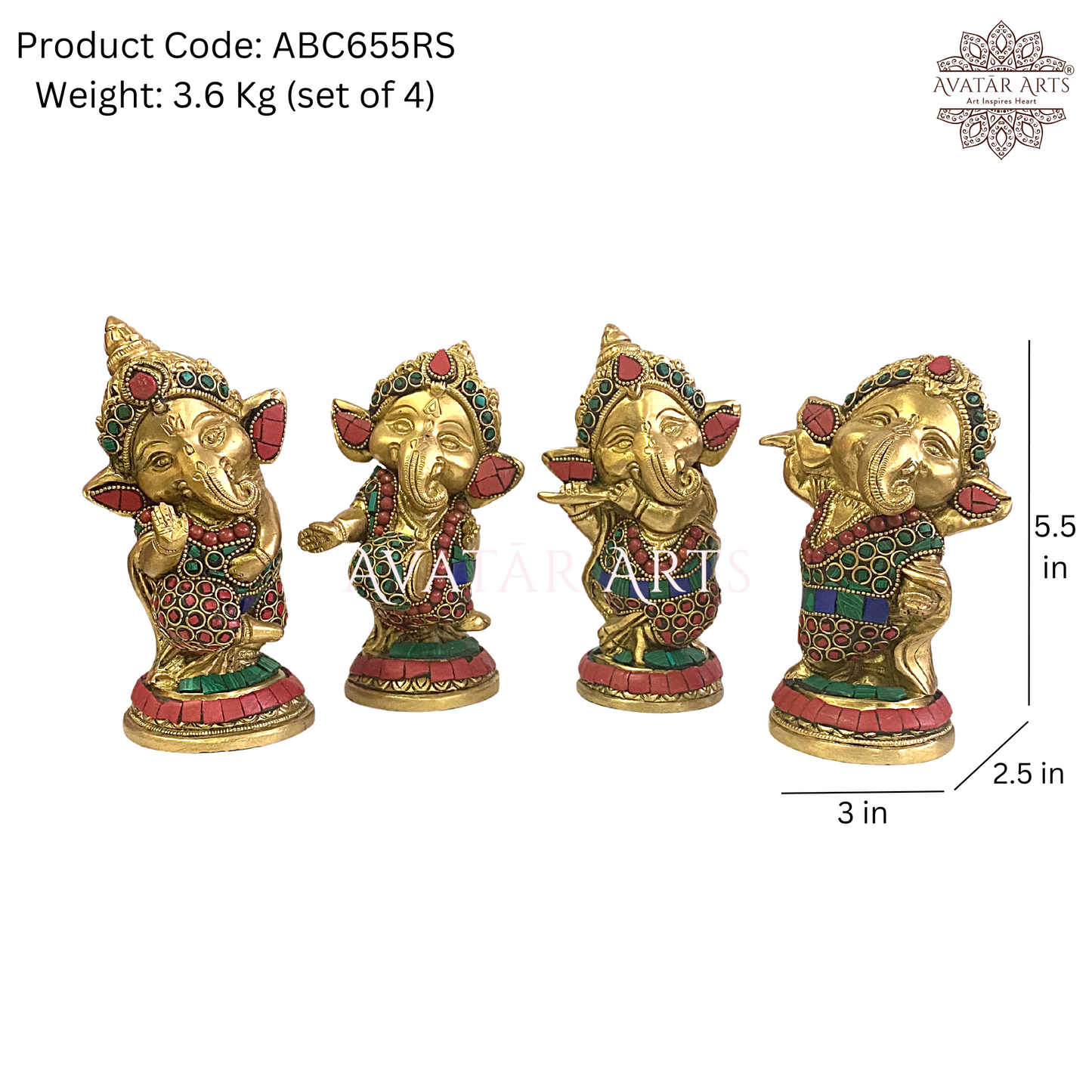 Baby Ganesha Dancing, Set of four