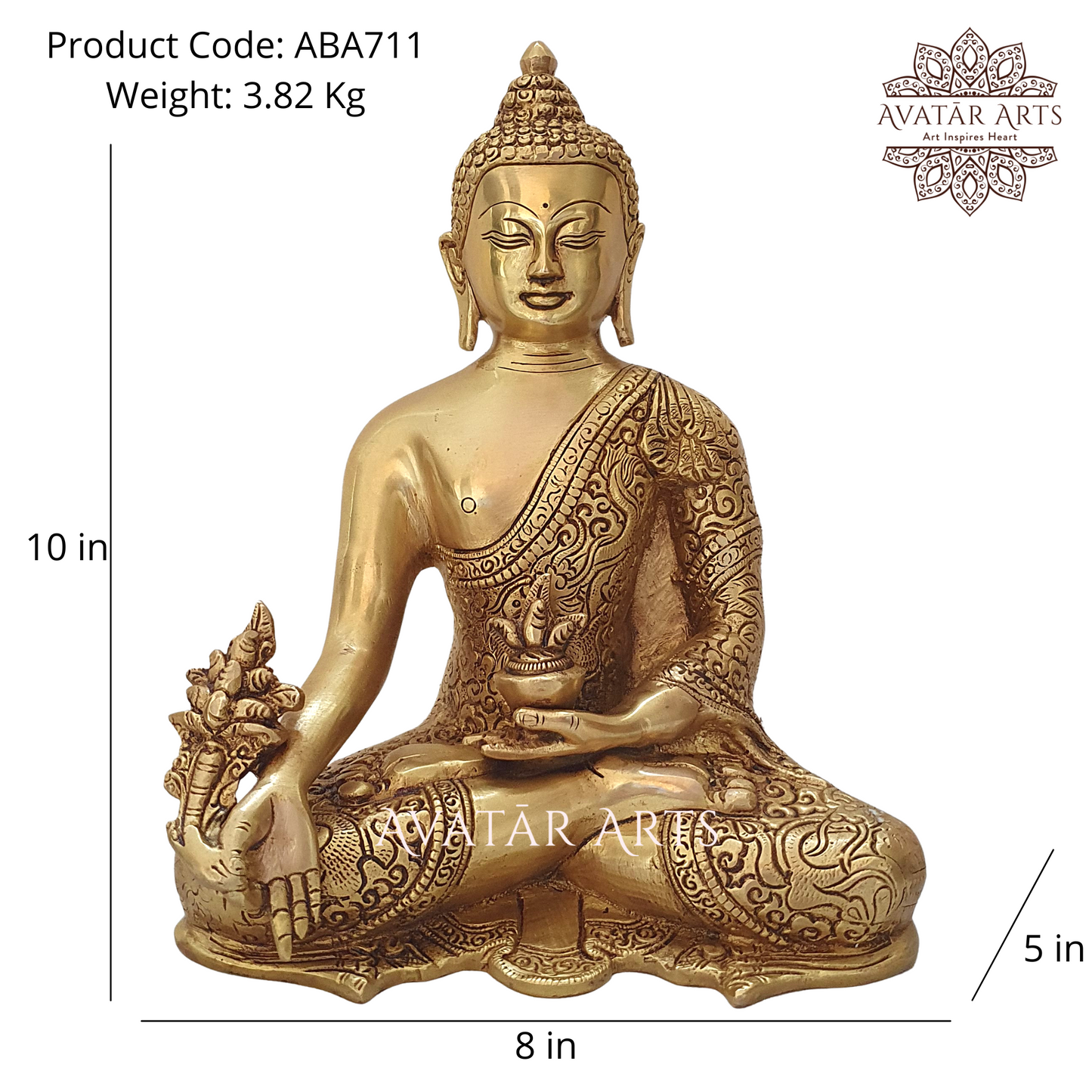 Brass Buddha With Pot Of Medicine