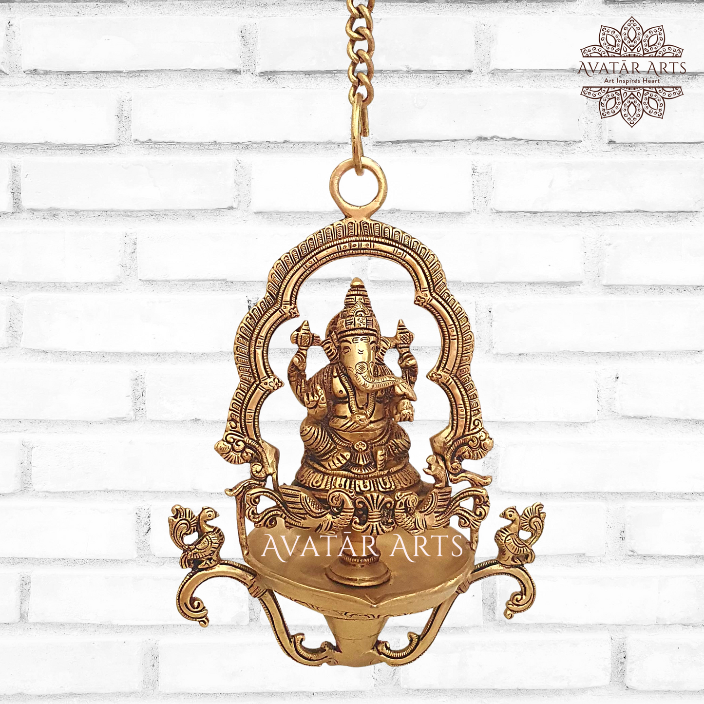 Brass Hanging Lamp With Lord Ganesha