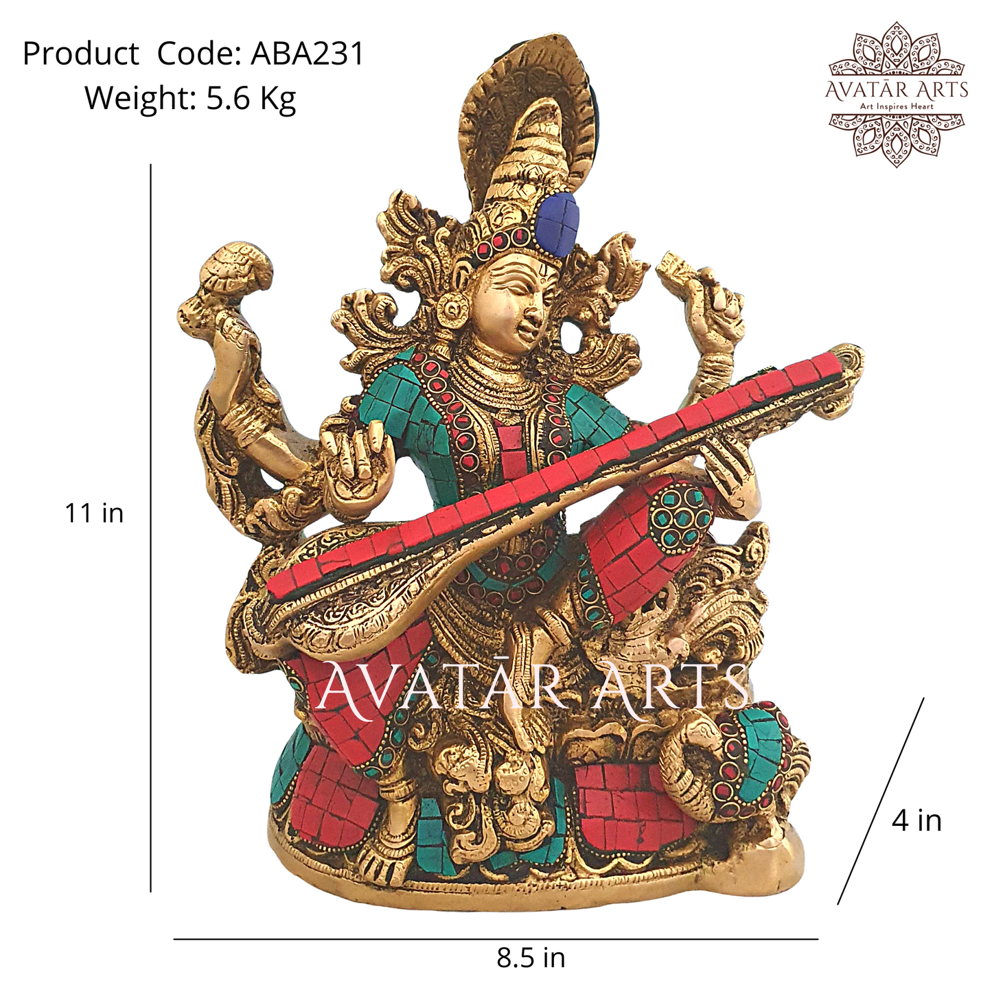 Brass Goddess Saraswati