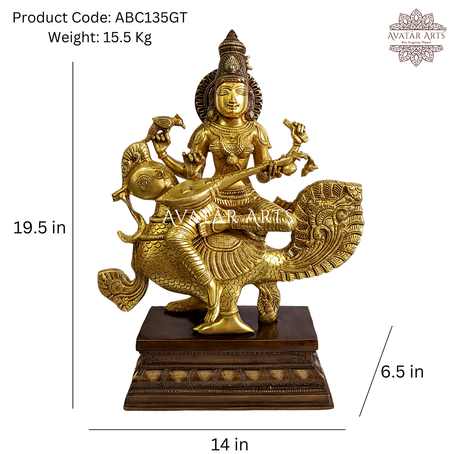 Devi Saraswati Idol in Brass