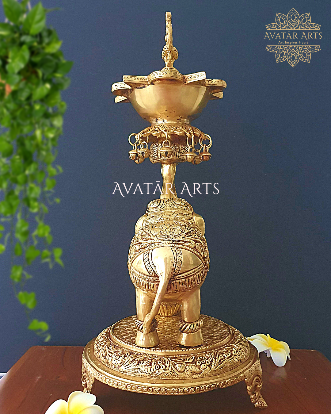 Elephant Oil Lamp in Brass