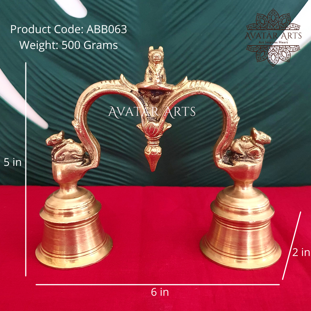 Brass Double Hand Bell for Puja