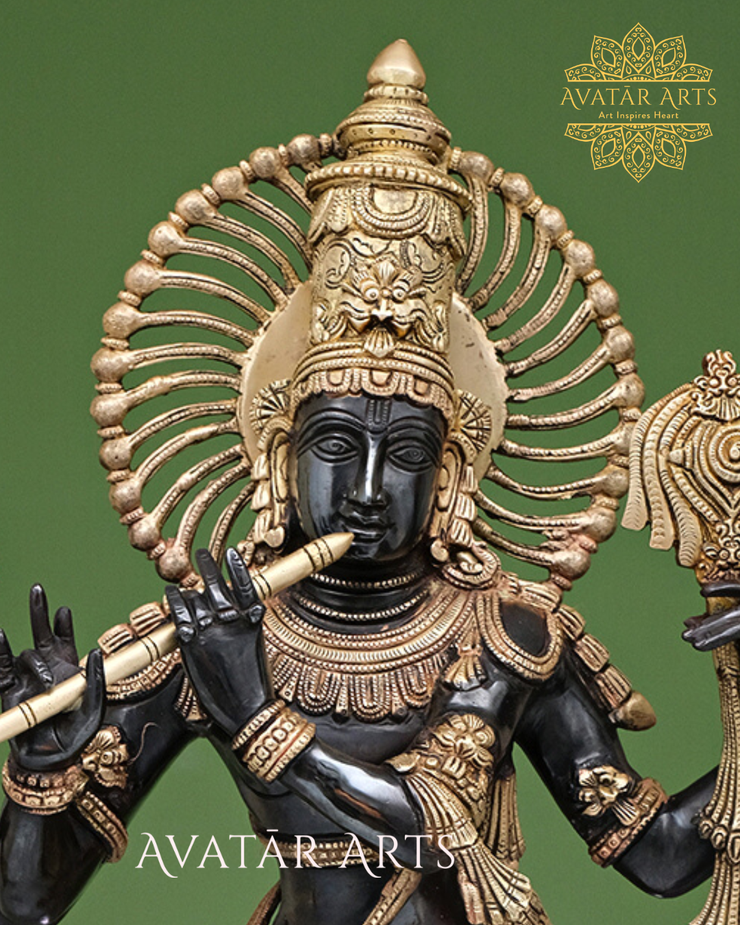 Brass Chaturbhuja Lord Krishna Statue For Home Temple