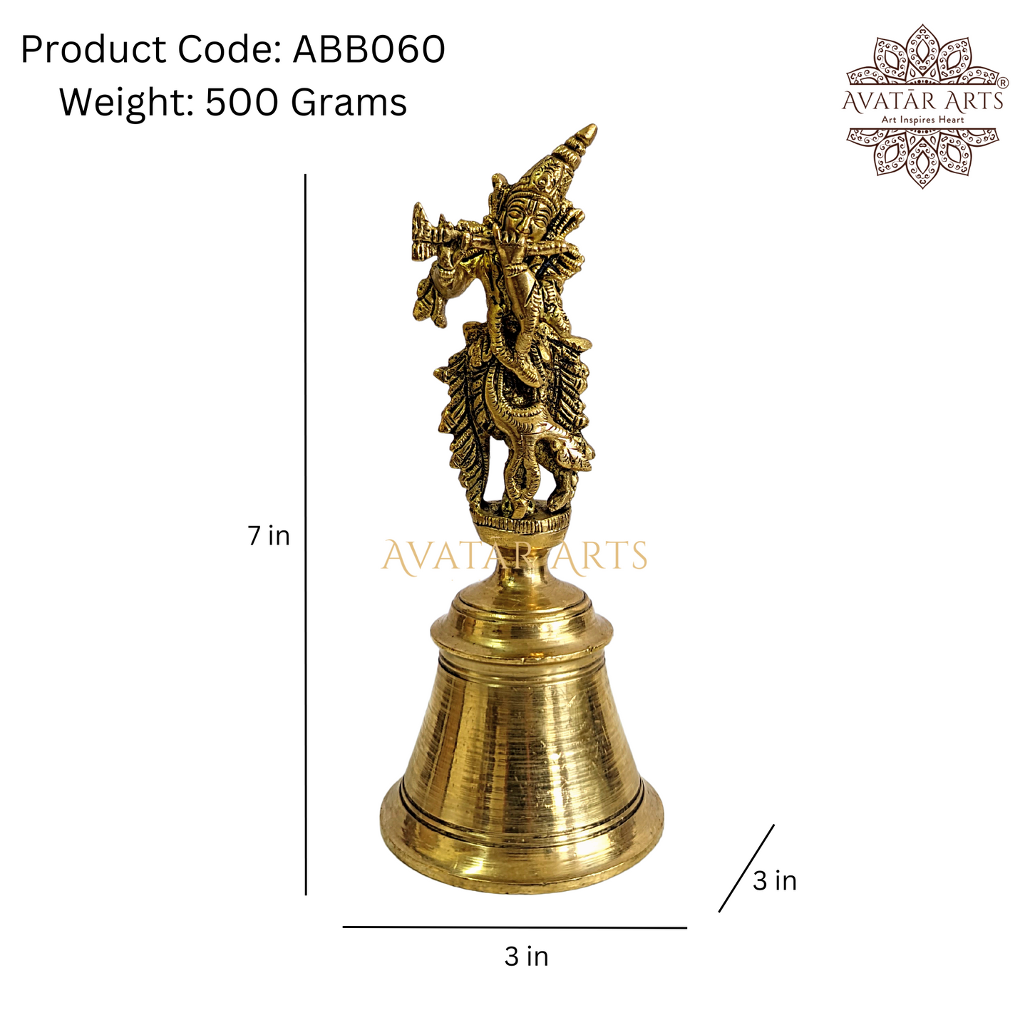 Hand Bell with Krishna