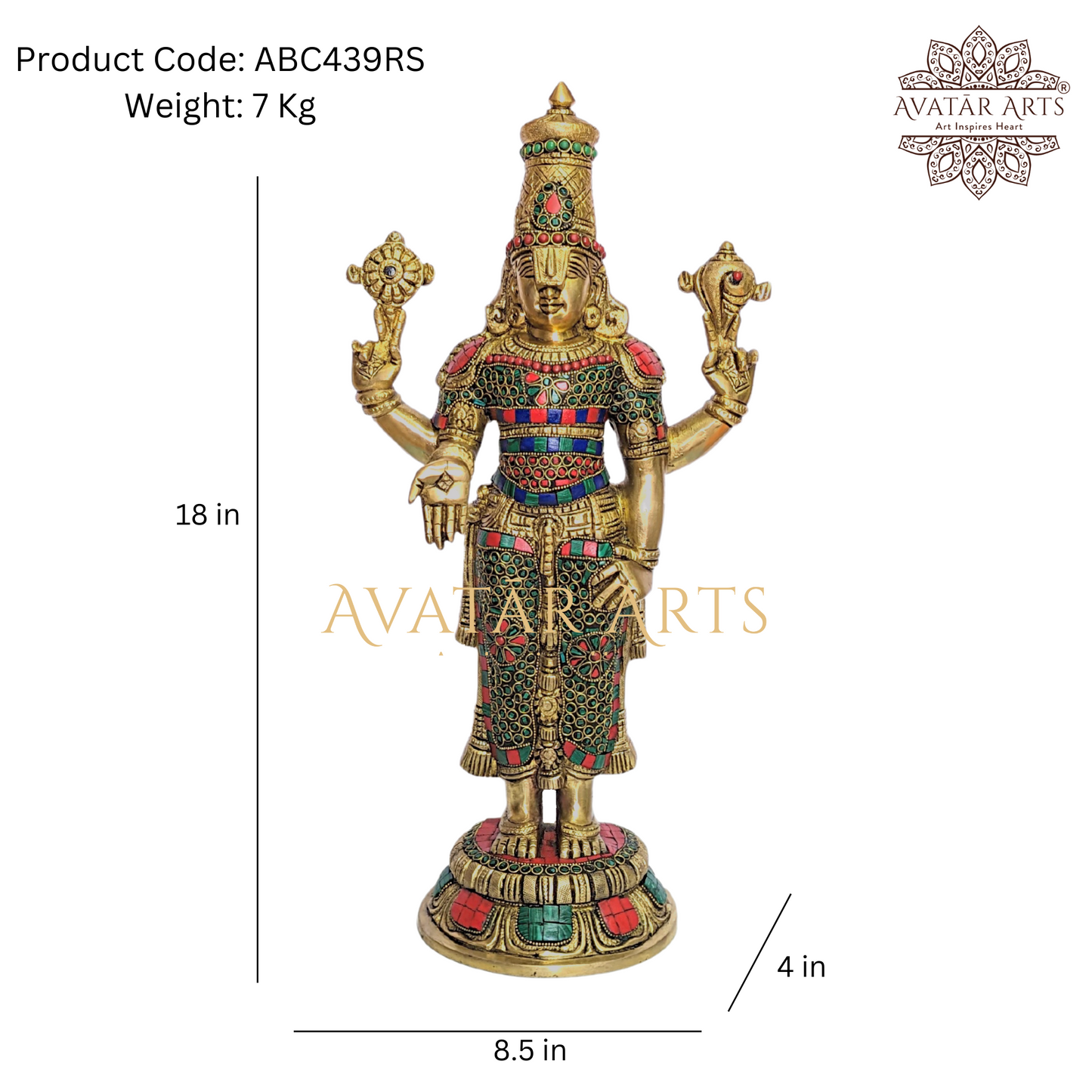 Tirupati Balaji/Venkateshwara Statue In Brass