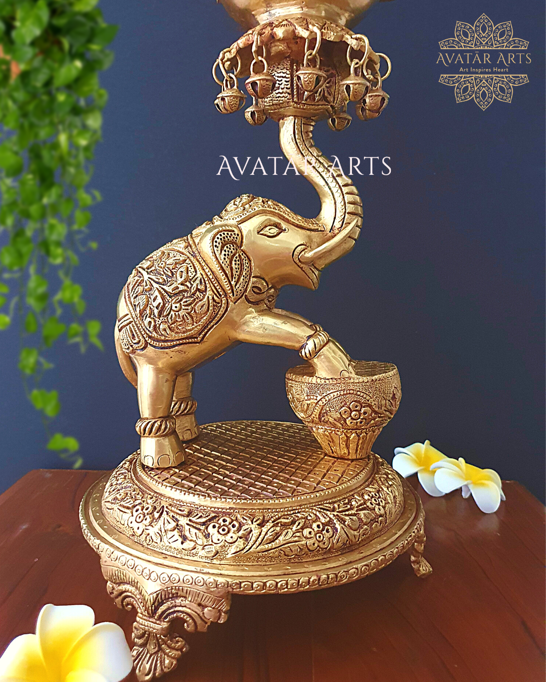 Elephant Oil Lamp in Brass